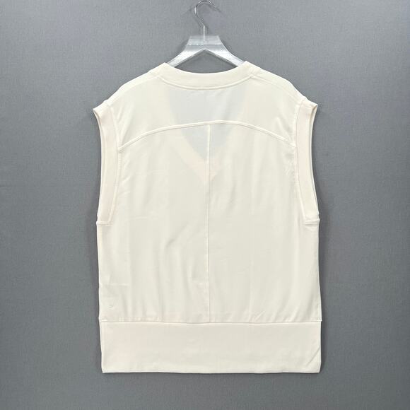 ATHLETA Retroterry V-neck Sweatshirt Top Womens Large Cream Sleeveless Pullover - Picture 3 of 13